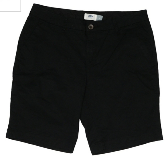 Old Navy Black Chino Bermuda Shorts Size 6 Casual Summer Spring Flat Pockets EUC - Picture 1 of 4